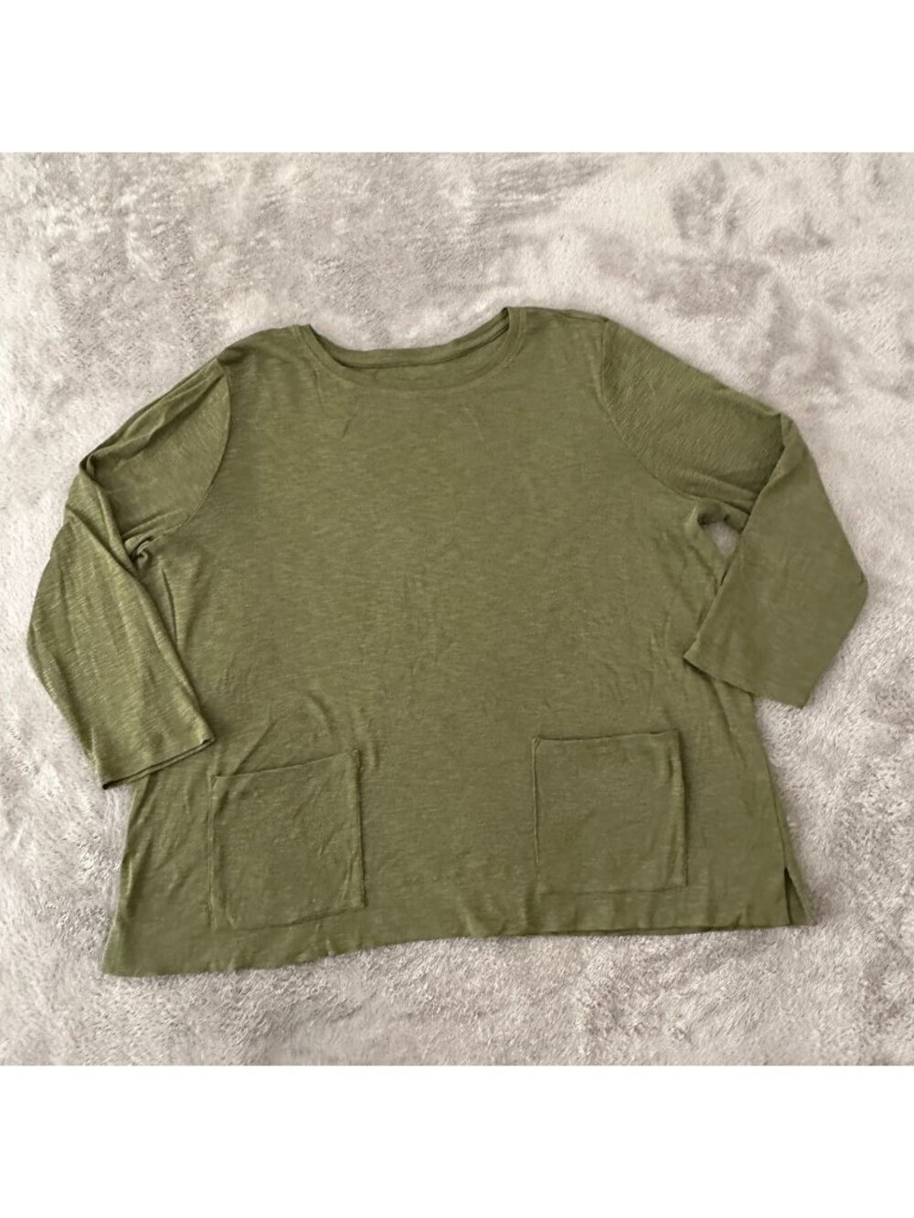 J. Jill Green Pima Cotton Two Front Pocket Tee Shirt Women's LARGE Top